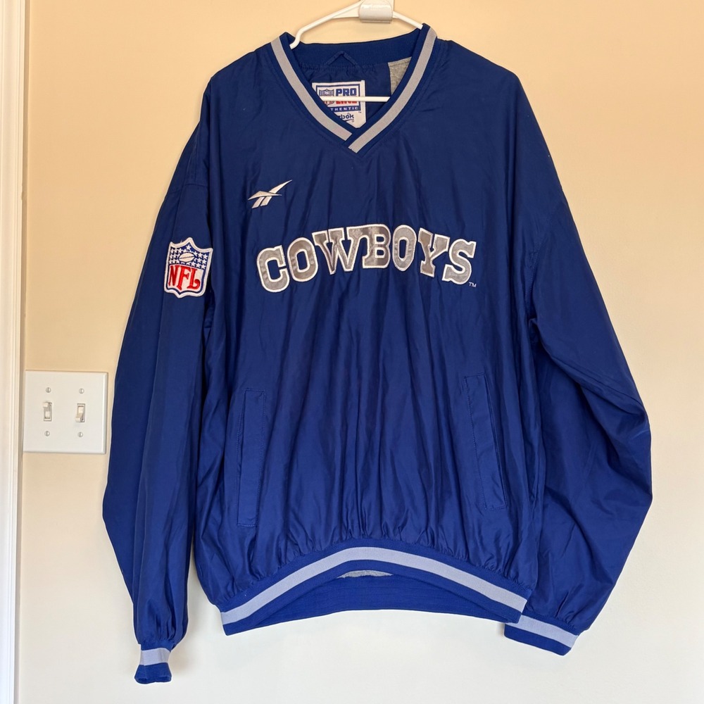 Vintage Reebok Dallas Cowboys NFL Football Pro Line Pullover Windbreaker Mens XL